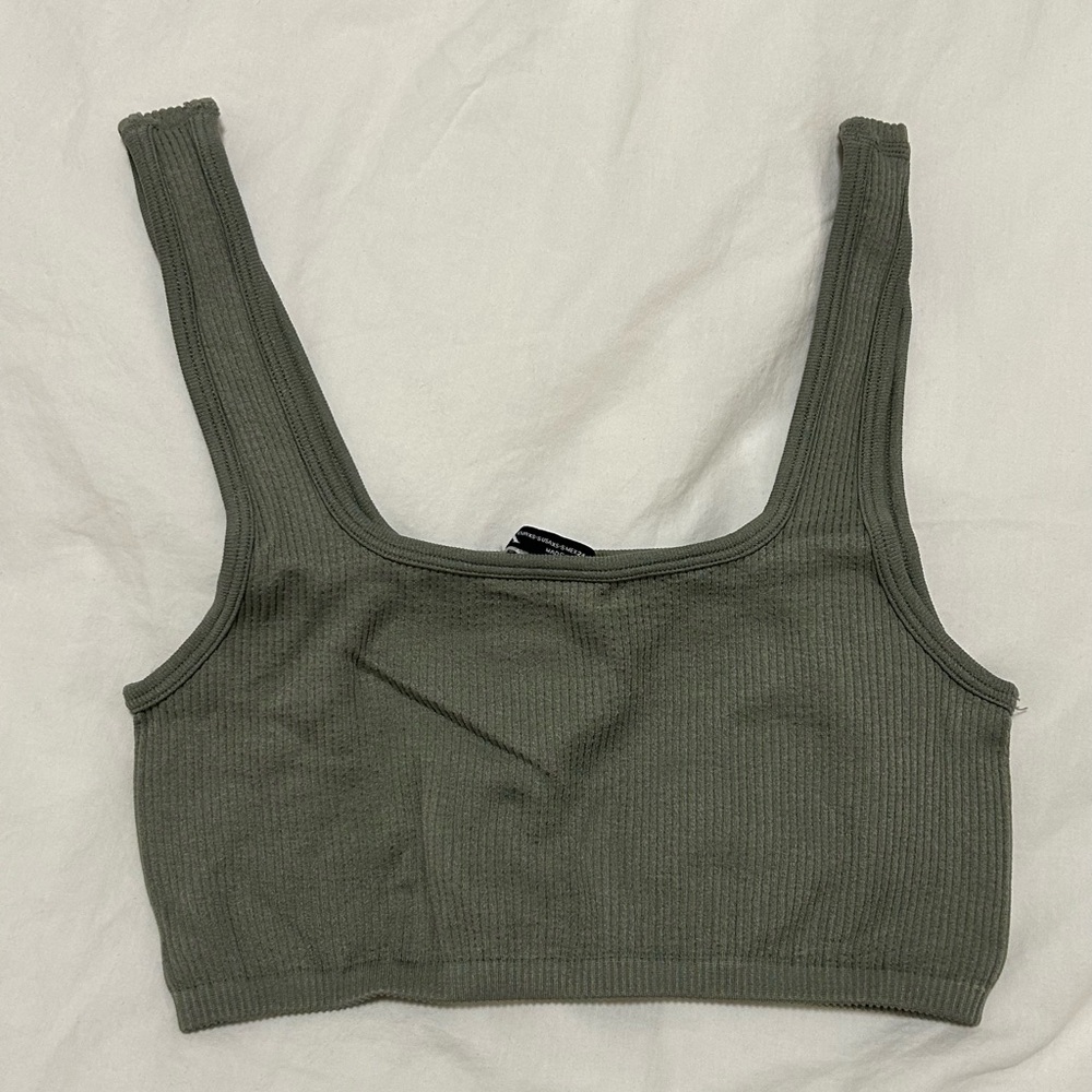 Sage Green Ribbed Bra Top